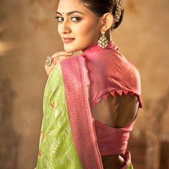 Emerald Pink Banarasi Bloom