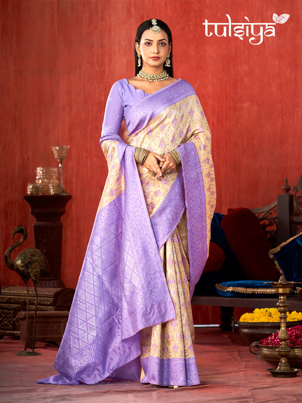 Lavender Majestic Paithani Silk