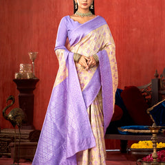 Lavender Majestic Paithani Silk