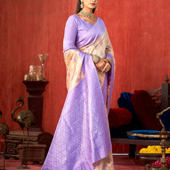 Lavender Majestic Paithani Silk