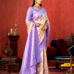 Lavender Majestic Paithani Silk