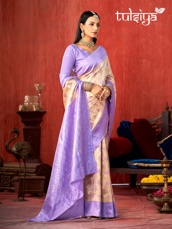 Lavender Majestic Paithani Silk