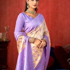 Lavender Majestic Paithani Silk