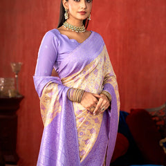 Lavender Majestic Paithani Silk