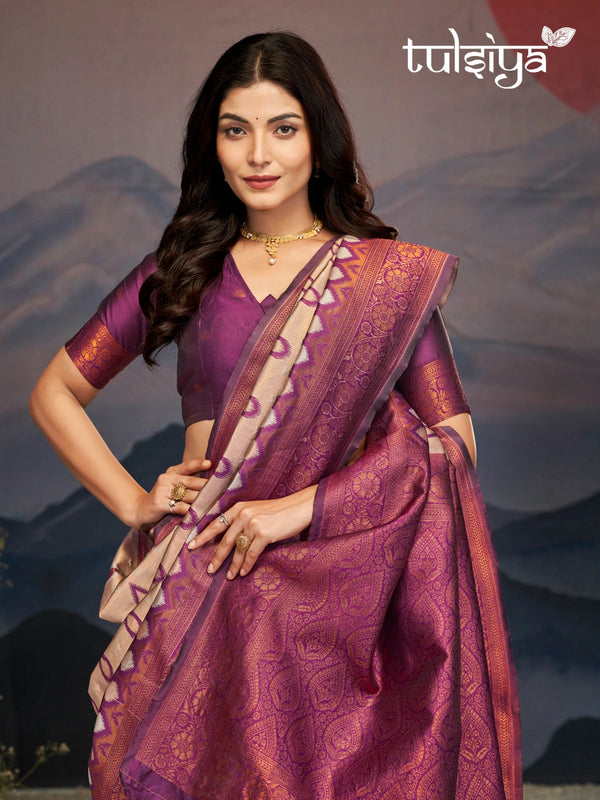 Luxurious Tulsiya Zari South Saree