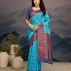 Elegance Emerald Soft Zari Silk Saree