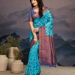Elegance Emerald Soft Zari Saree