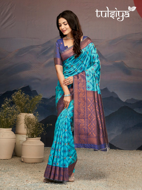 Elegance Emerald Soft Zari Silk Saree