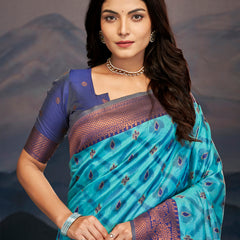 Elegance Emerald Soft Zari Silk Saree