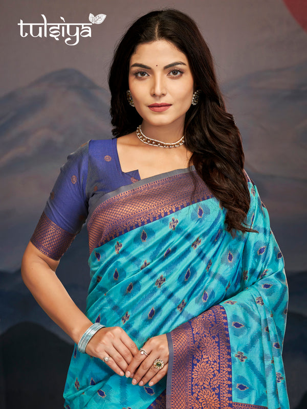 Elegance Emerald Soft Zari Silk Saree