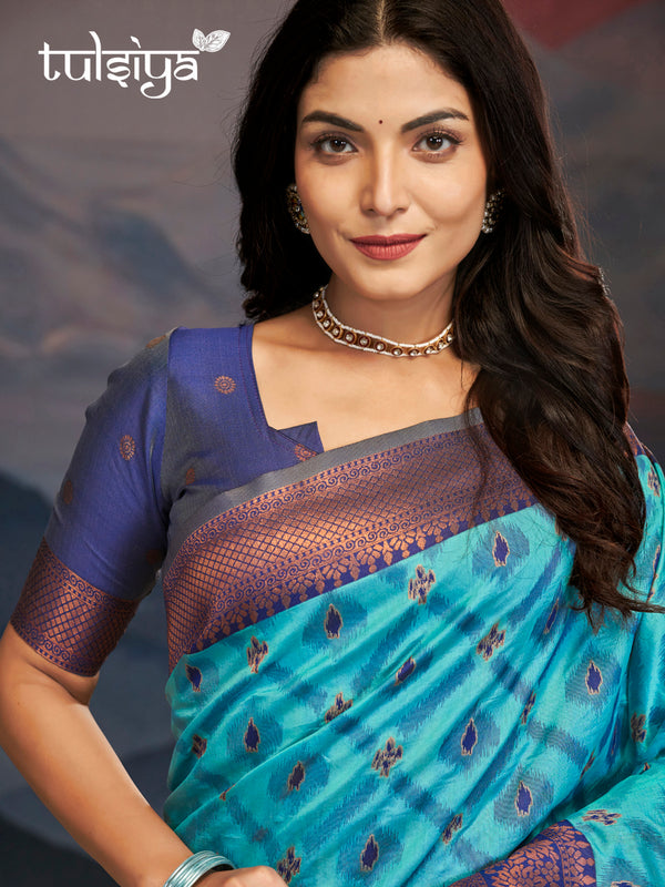 Elegance Emerald Soft Zari Silk Saree