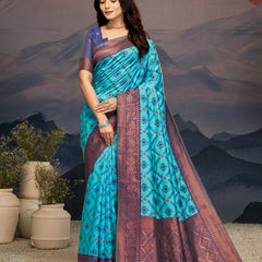 Elegance Emerald Soft Zari Silk Saree