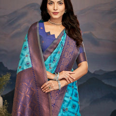 Elegance Emerald Soft Zari Saree