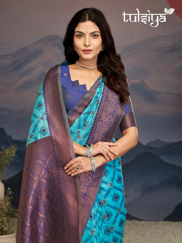 Elegance Emerald Soft Zari Saree