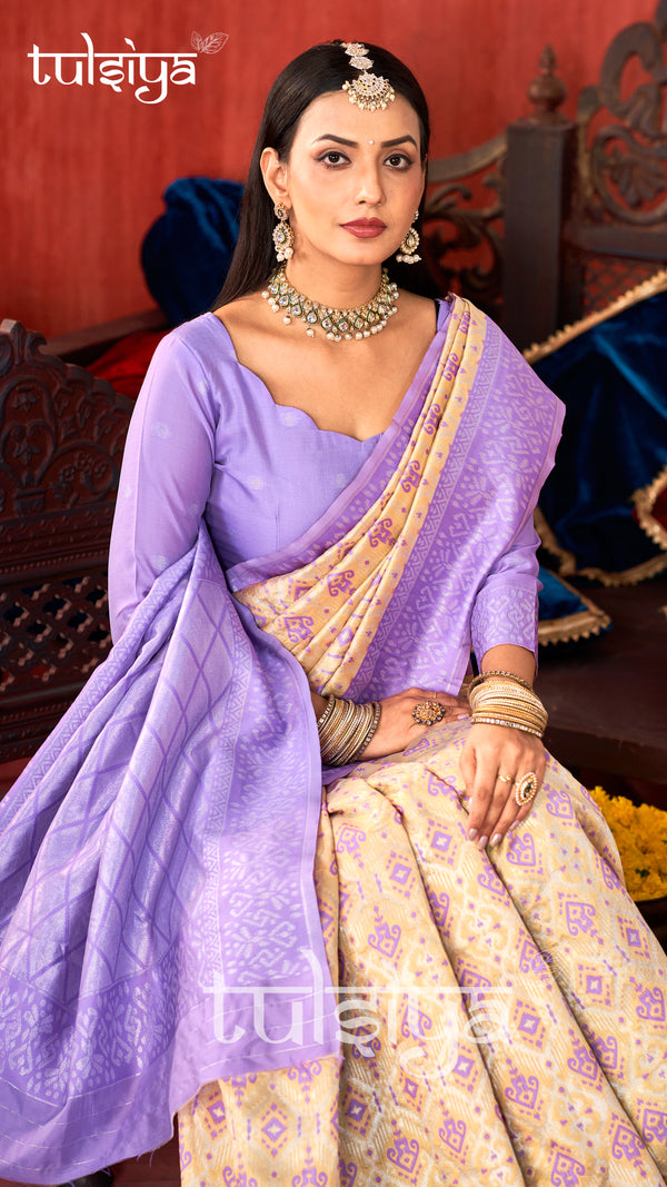 Lavender Majestic Paithani Silk