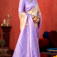 Lavender Majestic Paithani Silk
