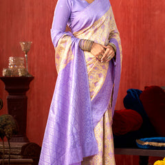 Lavender Majestic Paithani Silk