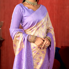Lavender Majestic Paithani Silk