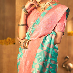 Premium Peach Aqua Silk Drape