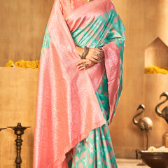 Premium Peach Aqua Silk Drape