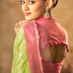 Emerald Pink Banarasi Bloom