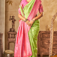 Emerald Pink Banarasi Bloom