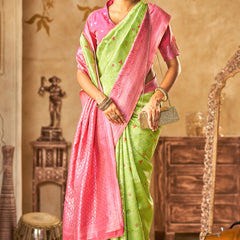 Emerald Pink Banarasi Bloom