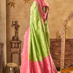 Emerald Pink Banarasi Bloom