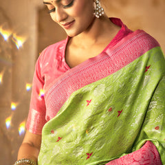Emerald Pink Banarasi Bloom