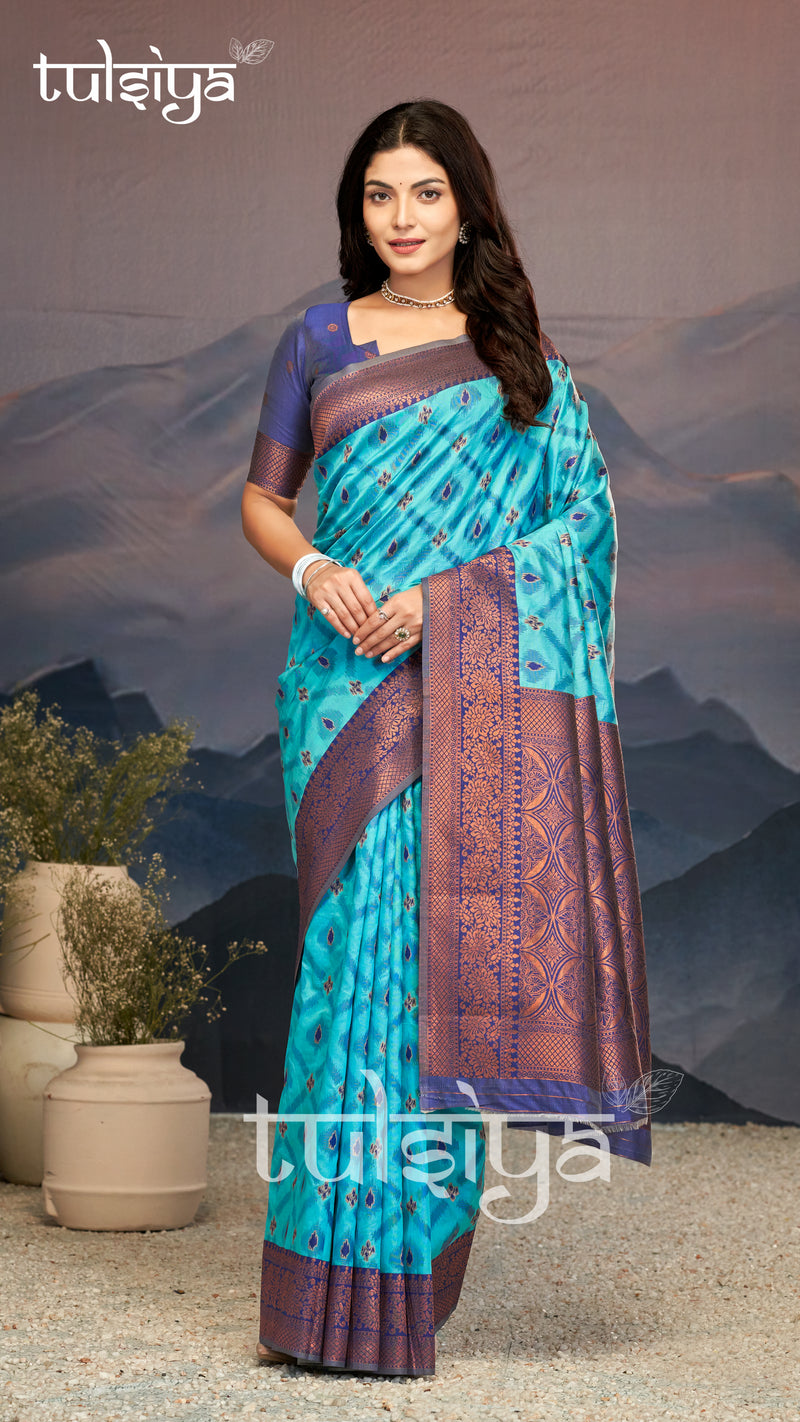 Elegance Emerald Soft Zari Silk Saree