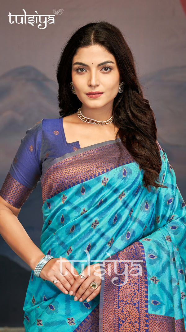 Elegance Emerald Soft Zari Silk Saree