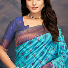 Elegance Emerald Soft Zari Silk Saree