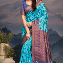 Elegance Emerald Soft Zari Silk Saree