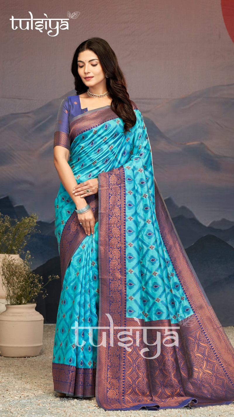 Elegance Emerald Soft Zari Silk Saree