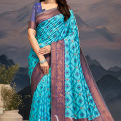 Elegance Emerald Soft Zari Silk Saree