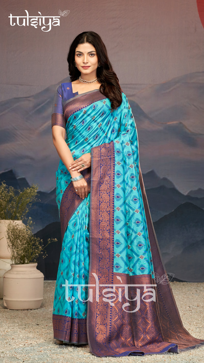 Elegance Emerald Soft Zari Silk Saree