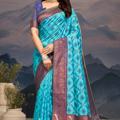 Elegance Emerald Soft Zari Silk Saree