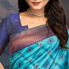 Elegance Emerald Soft Zari Silk Saree