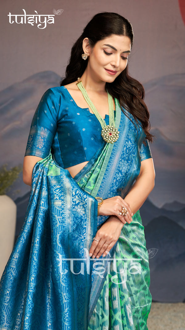Majestic Aqua Blue Green Silk