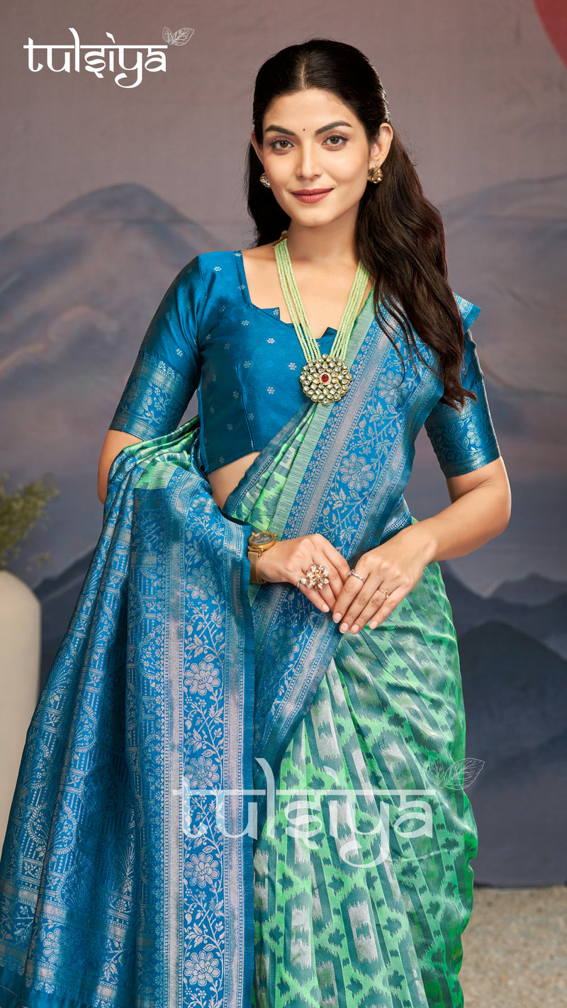 Majestic Aqua Blue Green Silk
