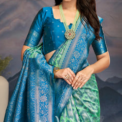 Majestic Aqua Blue Green Silk