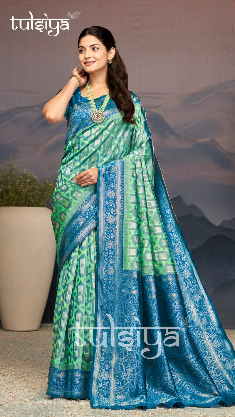 Majestic Aqua Blue Green Silk