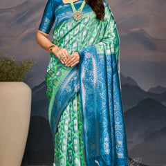 Majestic Aqua Blue Green Silk