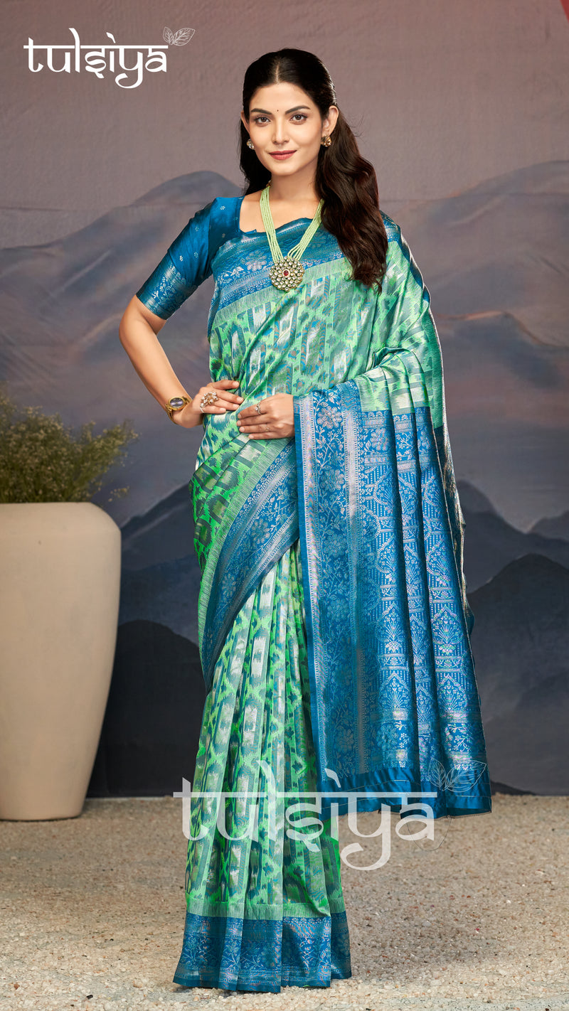 Majestic Aqua Blue Green Silk