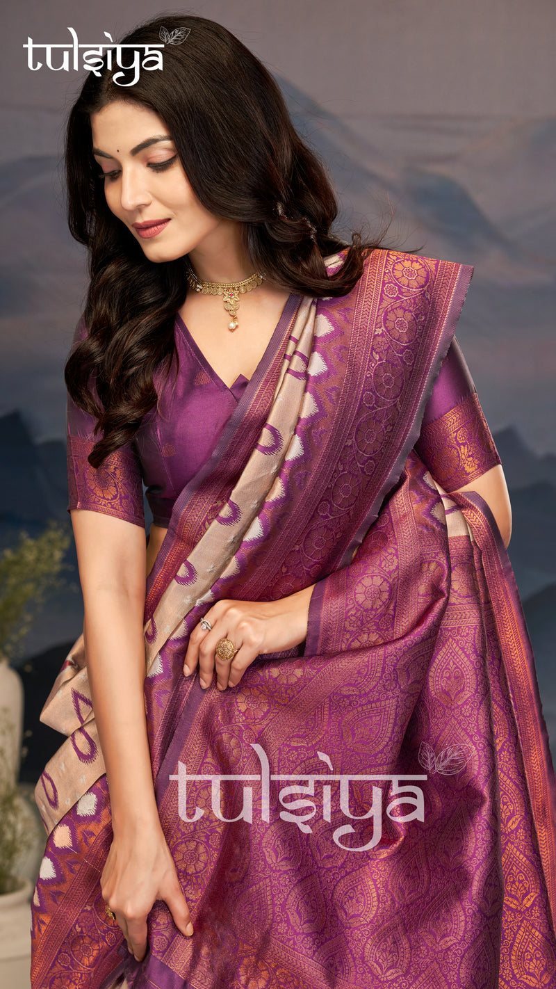 Luxurious Tulsiya Zari South Saree