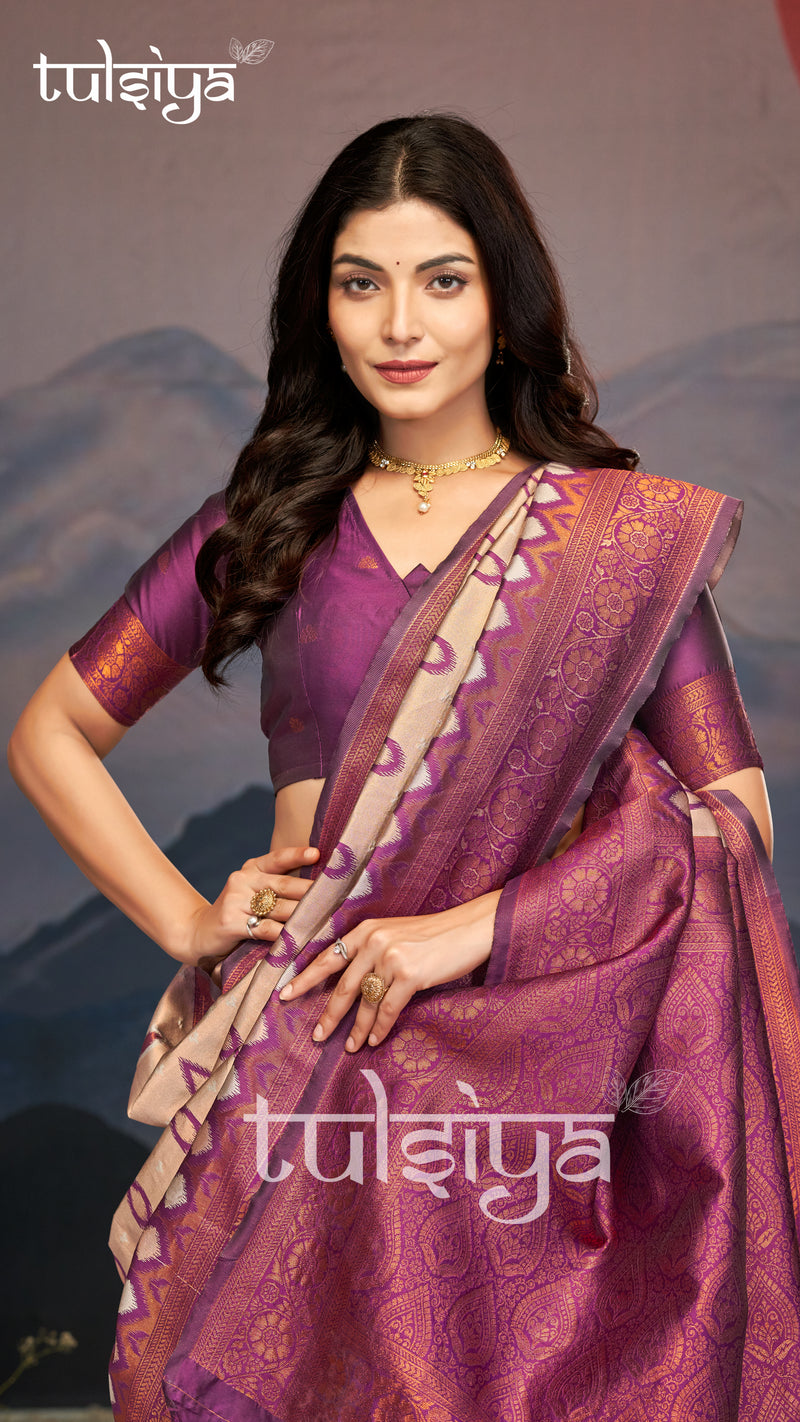 Luxurious Tulsiya Zari South Saree
