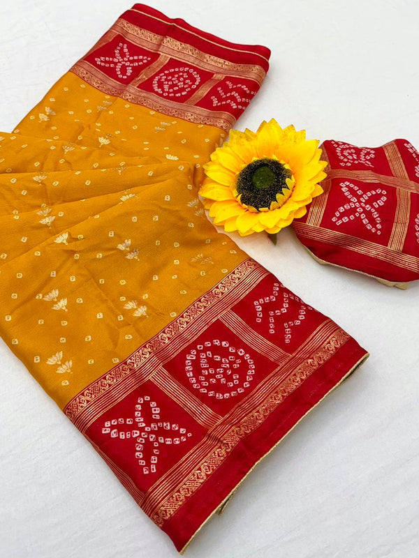 Vaylira Gridloom Bandhej Silk Saree