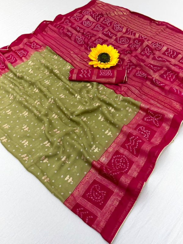 Vaylira Gridloom Bandhej Silk Saree