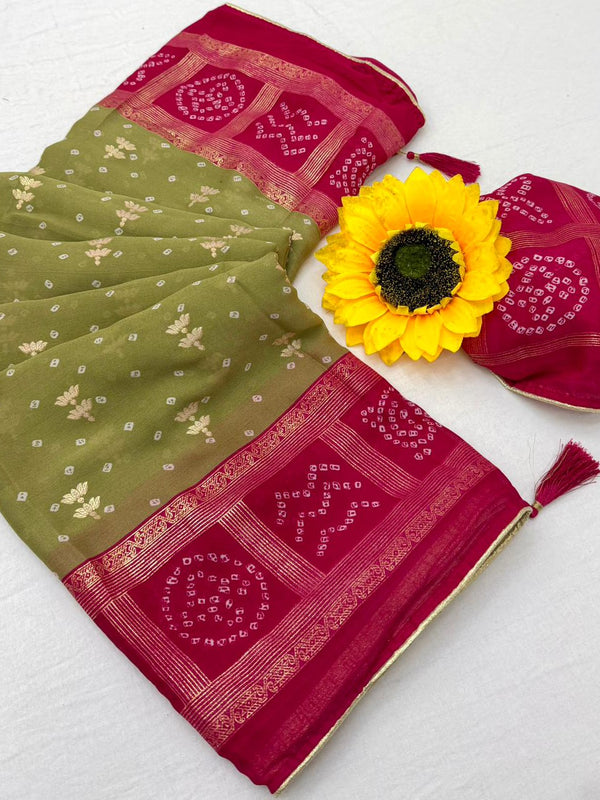 Vaylira Gridloom Bandhej Silk Saree